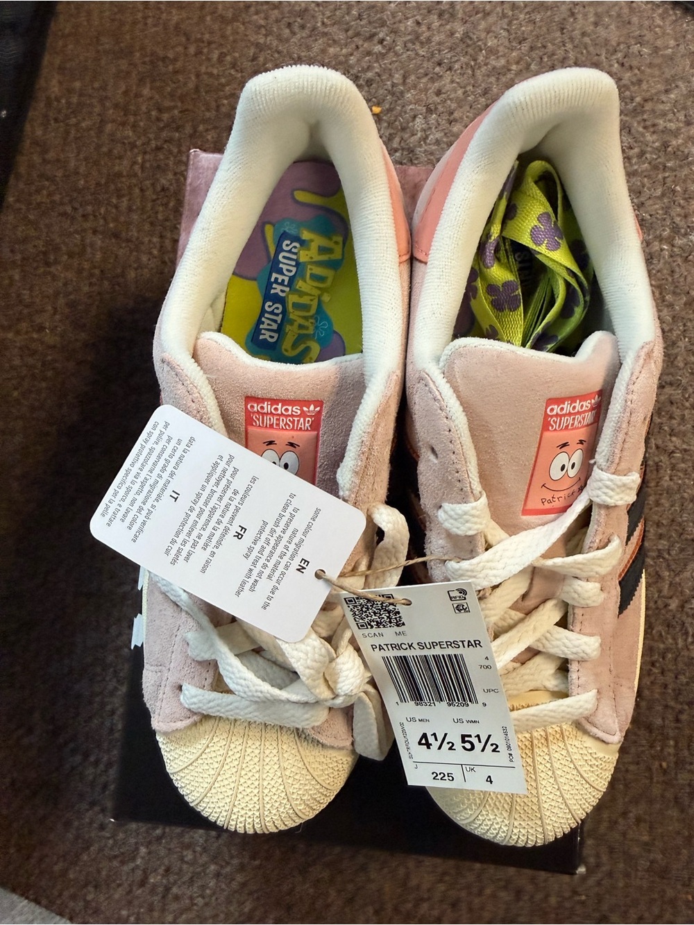 adidas Patrick Superstar (SpongeBob) Suede Sneakers in Light Pink, Women’s 5.5 - Picture 6 of 7